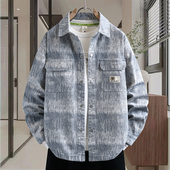 衬衫 复古休闲牛仔外套男春秋款 高级感痞帅翻领夹克青少年宽松长袖