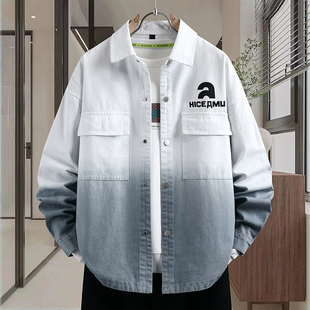 2026新款 衬衫 初高中学生宽松夹克 青少年长袖 撞色牛仔外套男春秋季