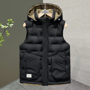 可脱卸帽羽绒棉马甲男生秋冬季加厚韩版潮帅气青少年坎肩背心外套