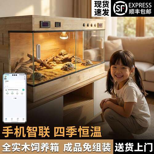 实木爬宠饲养箱恒温箱全景守宫陆龟鬃狮蜥蜴角蛙蛇加温木箱保温箱