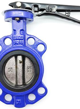 手动对夹式蝶阀D71X-16手柄不锈钢乙丙四氟蝶阀 80 125 150 200