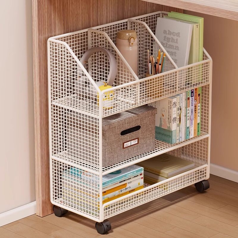 可移动桌下书架落地学习桌边学生书本小推车整理架教室课桌旁带轮