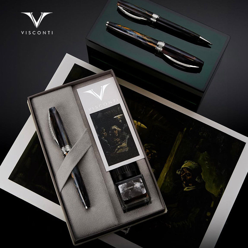 【正品保障】意大利Visconti/维斯康帝梵高系列钢笔星夜自画像鸢尾花鞋子玫瑰金钢笔高档送礼墨水礼盒套装