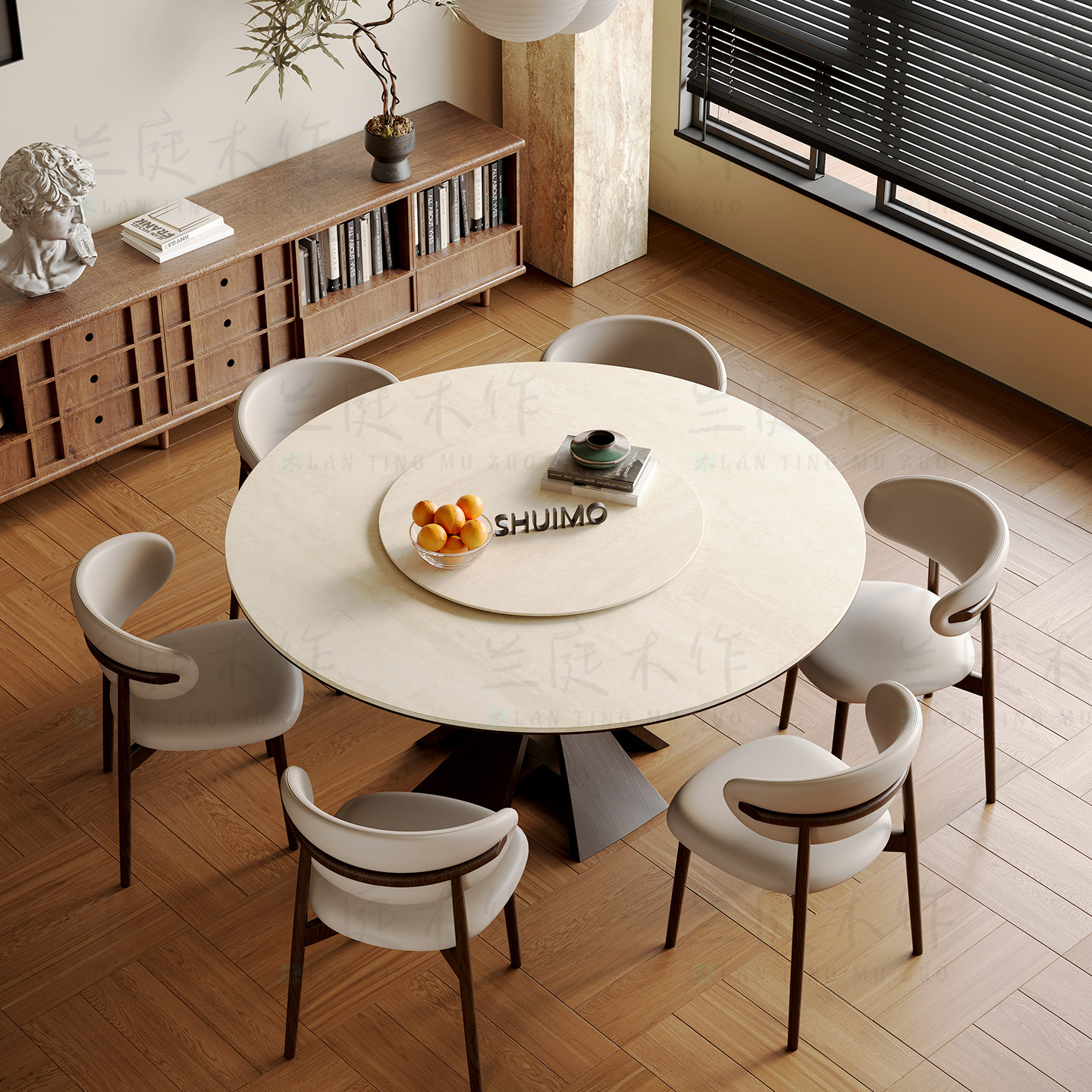 法式奶油复古风实木德利丰岩板家用黑色窈窕饭桌胡桃色圆餐桌椅子,住宅家具,岩板餐桌,淘宝优惠券,粉丝福利购,淘宝优惠卷