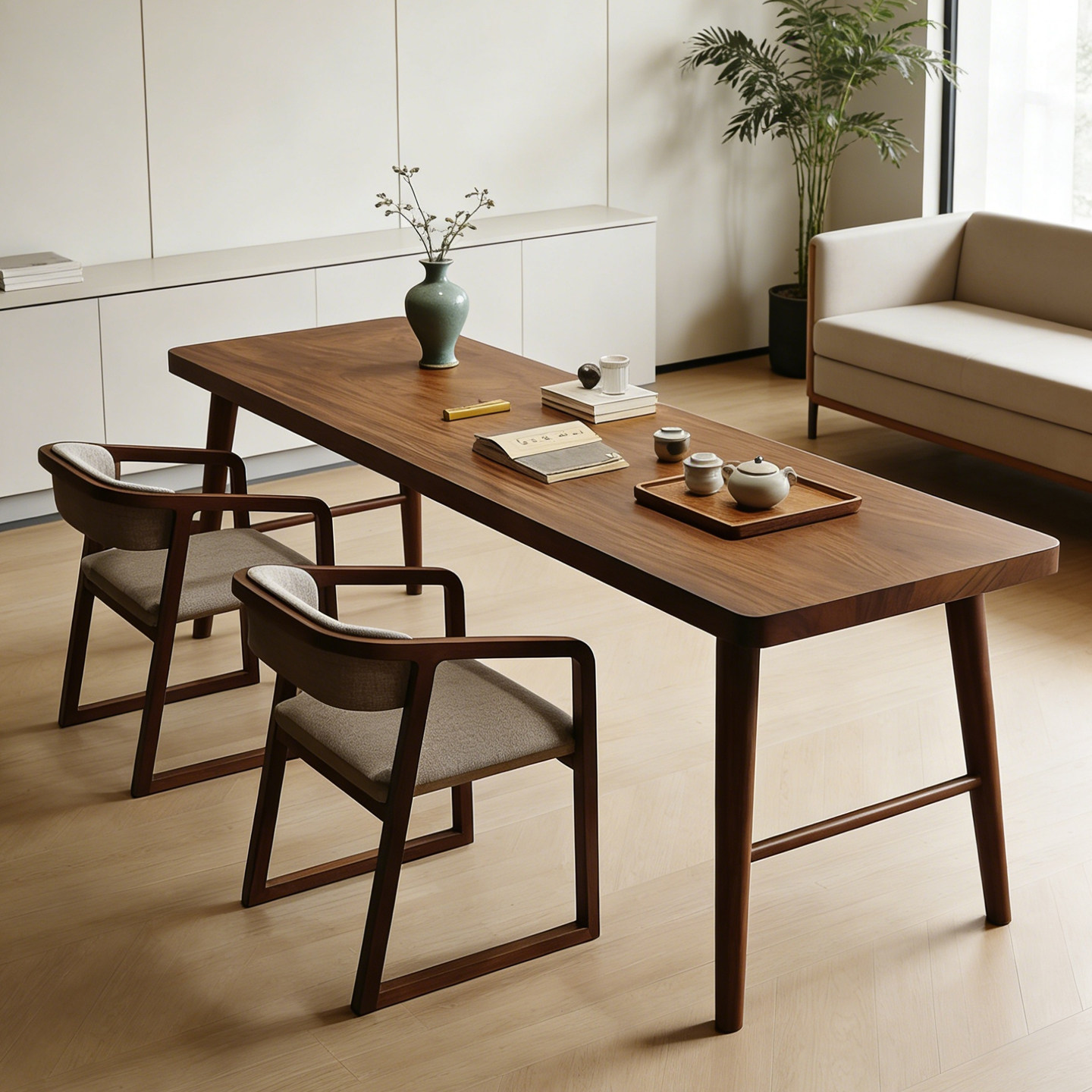 新中式胡桃木实木书桌家用客厅办公桌双人办公桌电脑桌桌椅组合