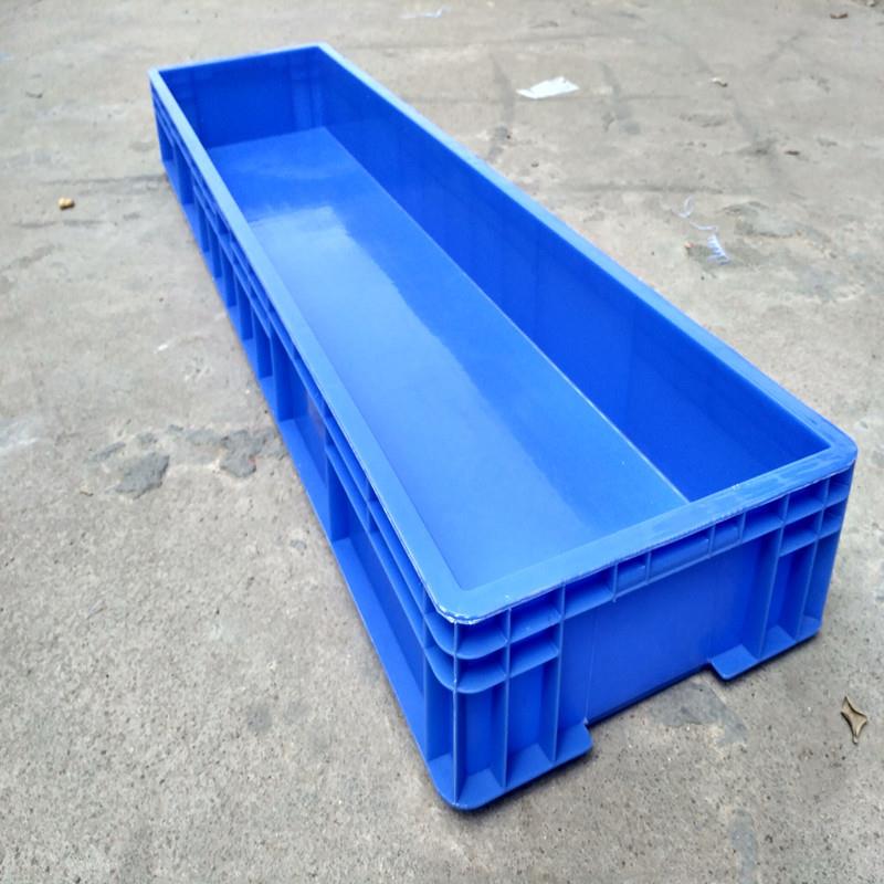 供应广州蓝色塑胶长方形灯管箱周转胶筐160*50*125塑胶箱