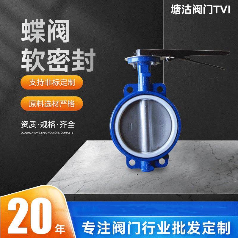 天津塘沽阀门厂家现货供应铸铁对夹式蝶阀软密封法兰蜗轮蝶阀