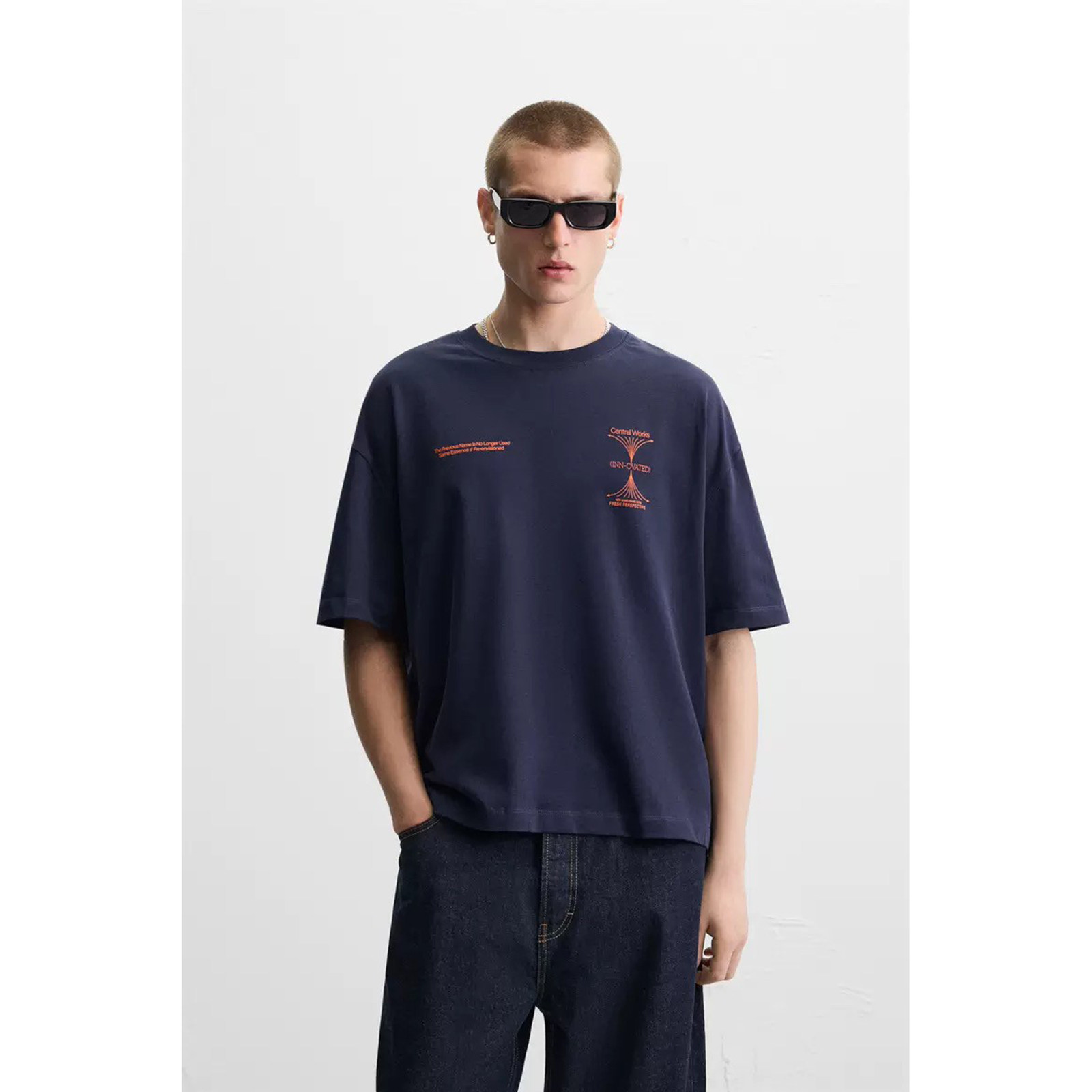 2025夏季新品 男装 多色选棉质宽松拼接印花短袖T恤 0962881