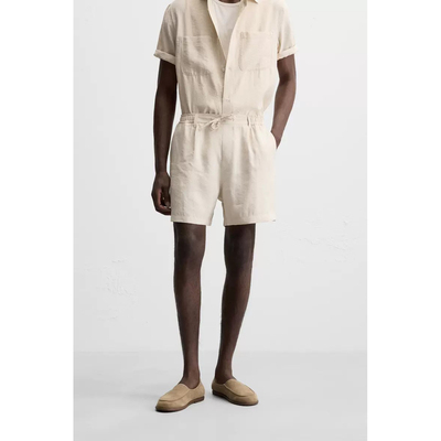 2025夏季新品 男装 打褶饰修身直筒短款休闲舒适短裤2675402 712