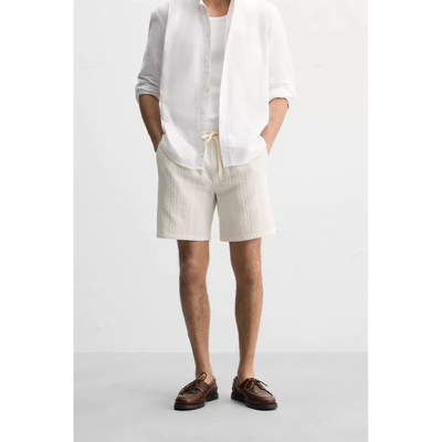 2025年夏季新品 男装 条纹纹理修身直筒简约休闲短裤 4140152