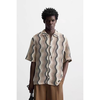 2025新款 折扣季 男装 宽松波纹镂空纹理短袖衬衫 1930402 330