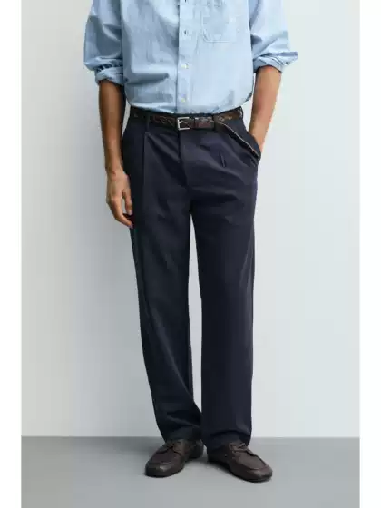 Cabinet 329! Za Spring/Summer New Men's Clothing Pleated Detail Stretch Comfortable Straight Casual Pants 1437451 401