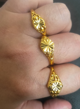 经典镀沙金戒指女沙金色戒指百搭开口可调节时尚戒指女久不掉色