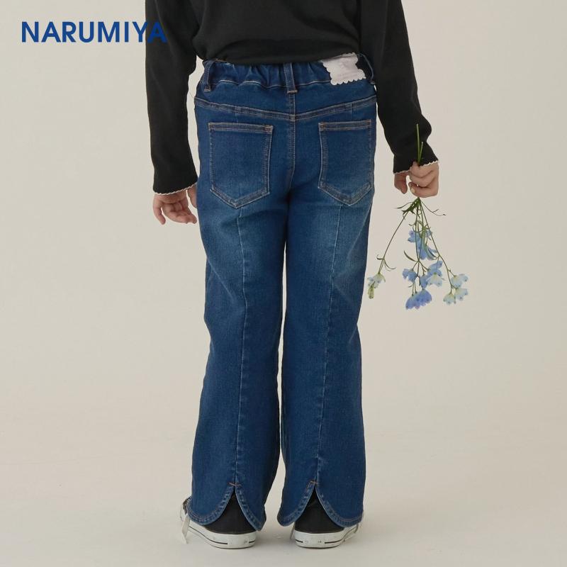 Lycee mine 【漂亮剪影】背带微弹牛仔后开叉喇叭裤【日本直邮】