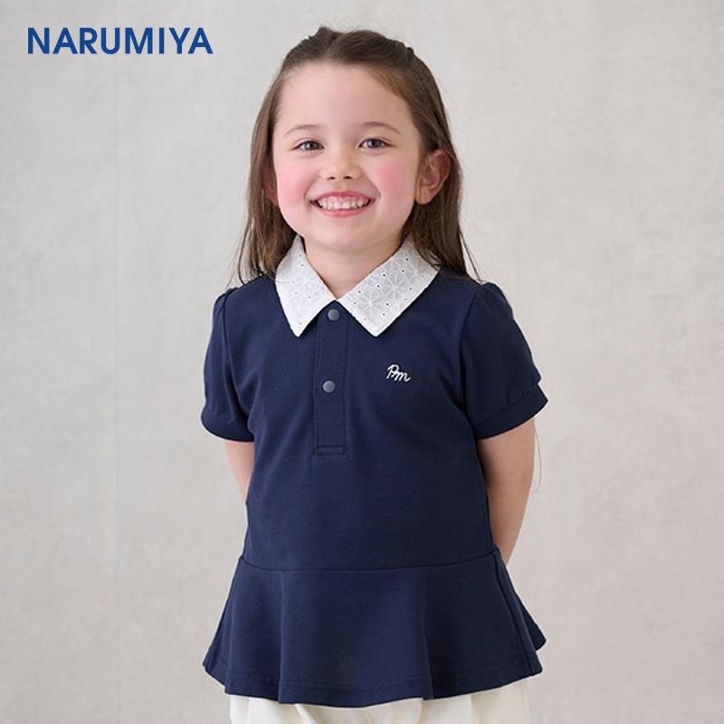 petit main日本童装春夏款女童翻领短袖POLO衫【日本直邮】