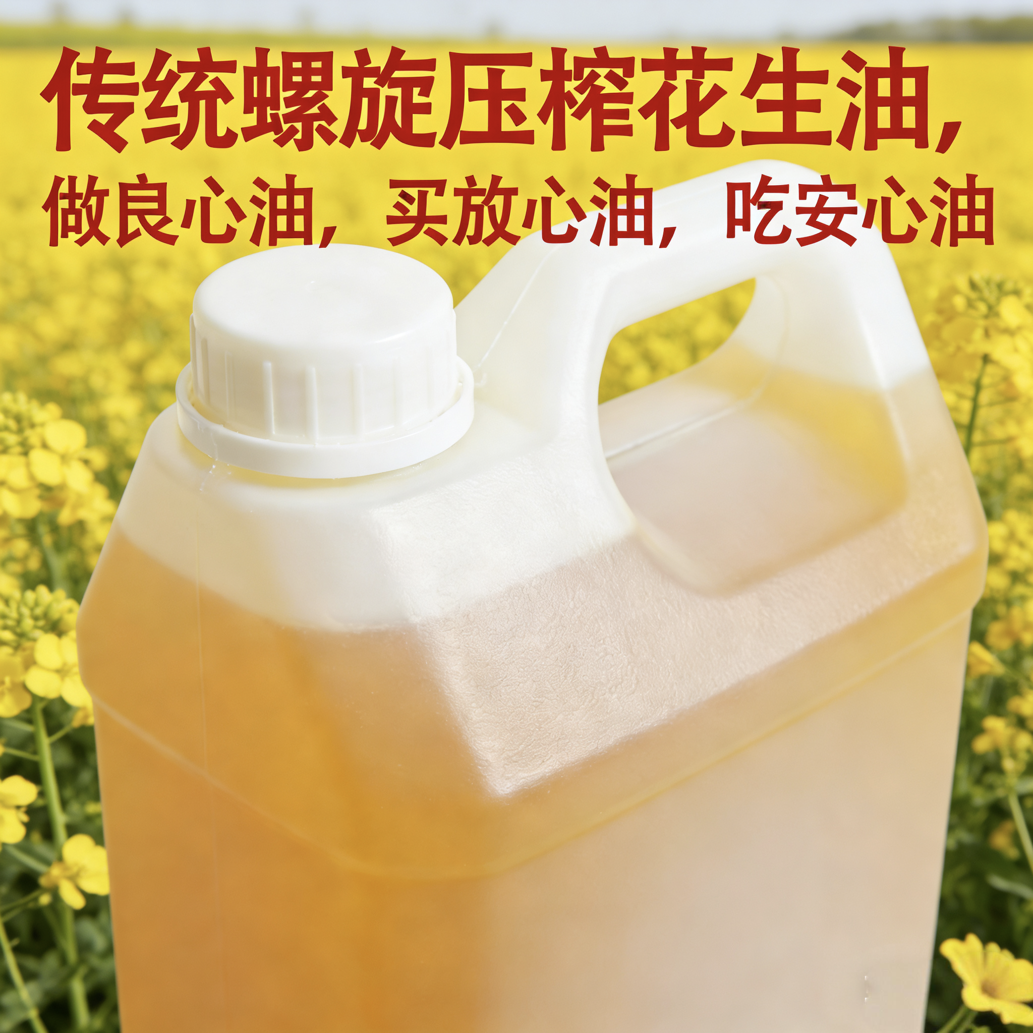 河南花生油农家自榨花生油家用食用油压榨纯浓香花生油5斤，1升装