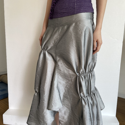 NATURAY不规则解构抽褶小众长裙