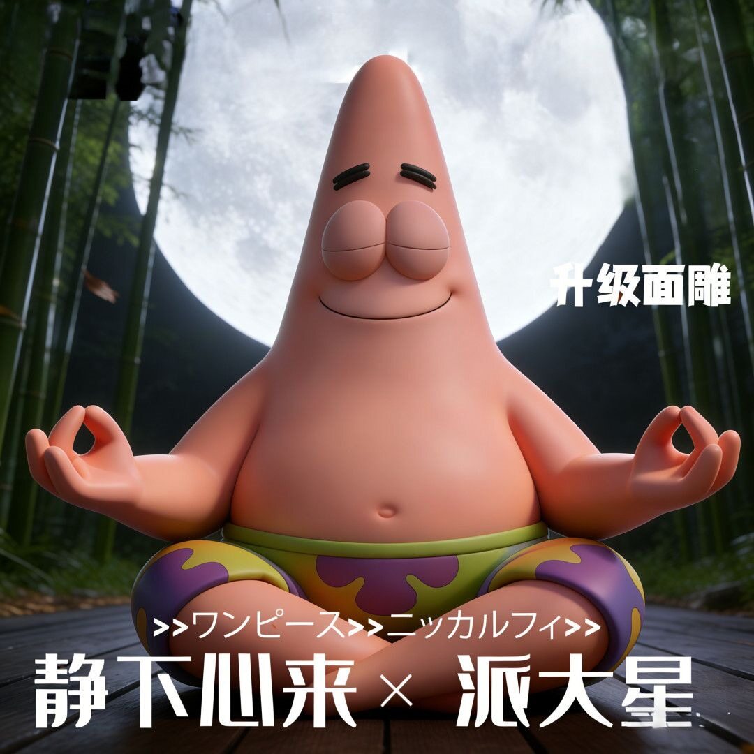 静下心来派大星手办海绵宝宝公仔潮玩周边GK模型解压桌面摆件礼物