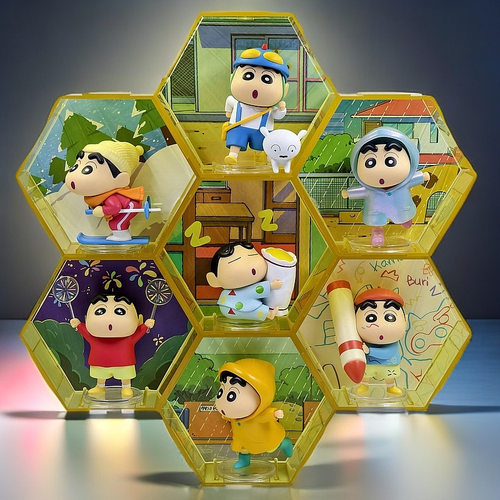 2026年新款正版蜡笔小新盲盒趣味六六六系列盲盒摆件创意手办公仔