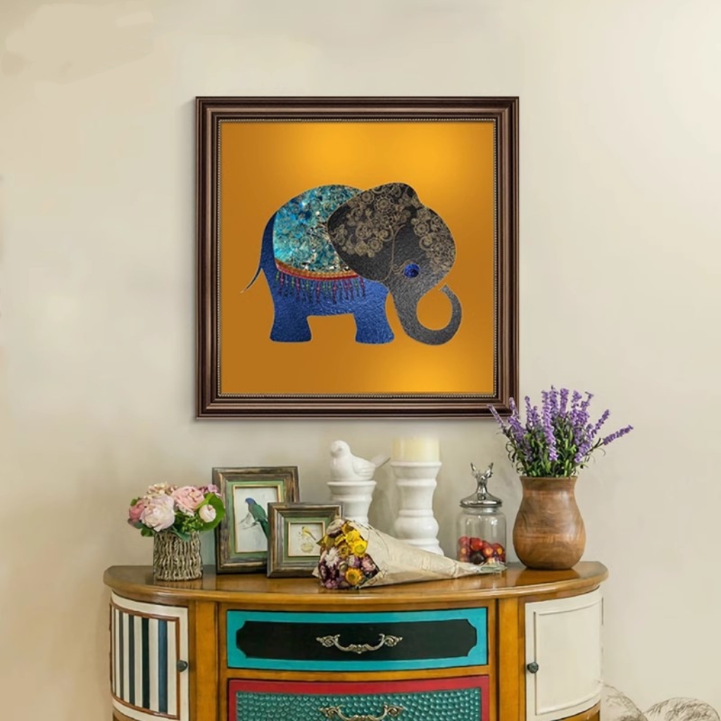 大象装饰画入户门正对墙美