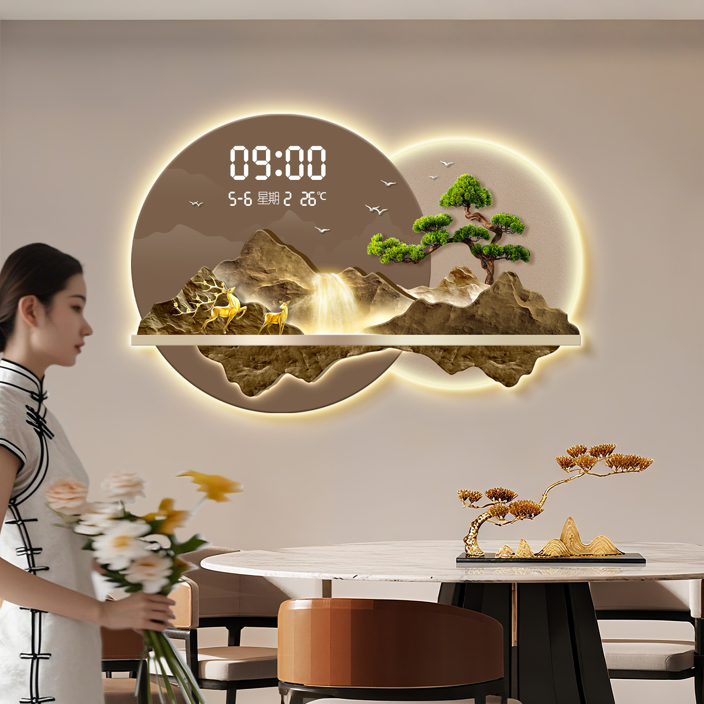 流水生财餐厅装饰画轻奢le