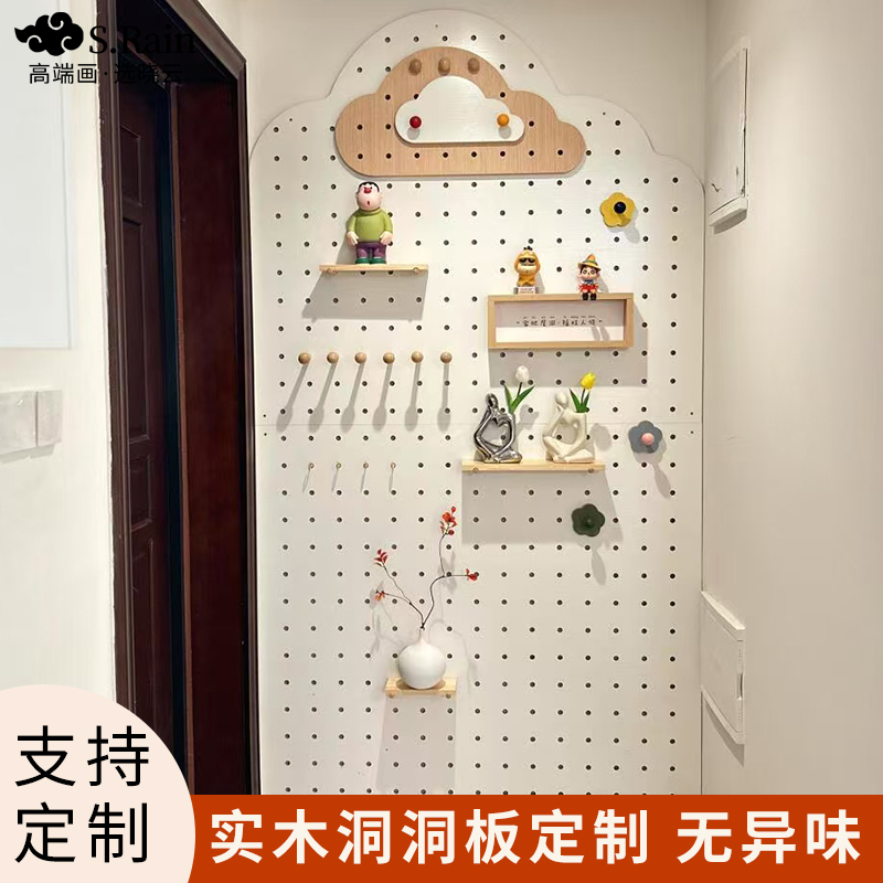 洞板入户玄关置物架实木云