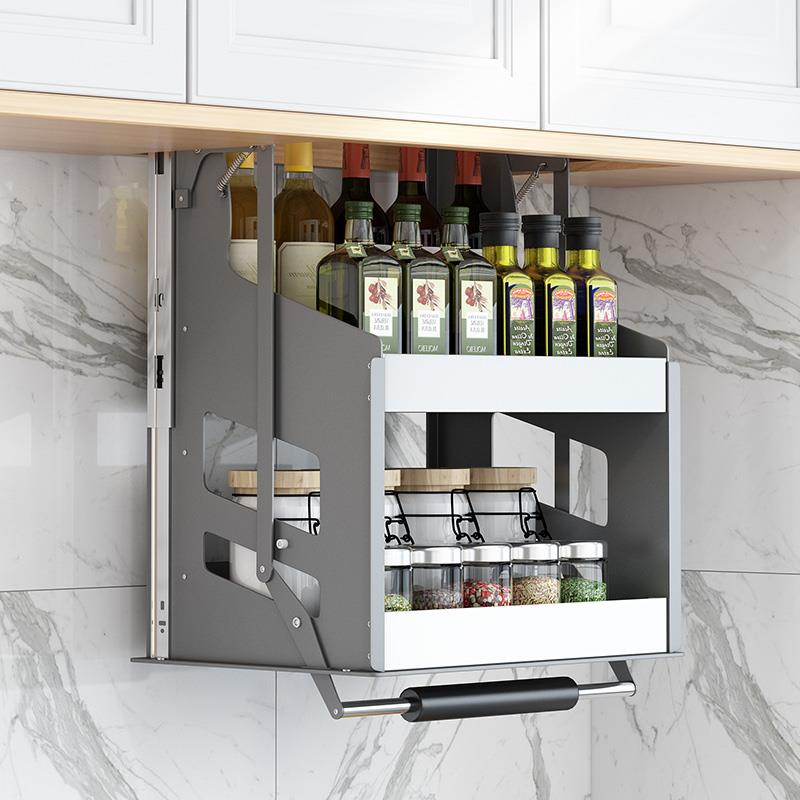 梦隅 厨房吊柜升降拉篮下拉式 双层壁柜调味篮垂直上下升降机橱柜