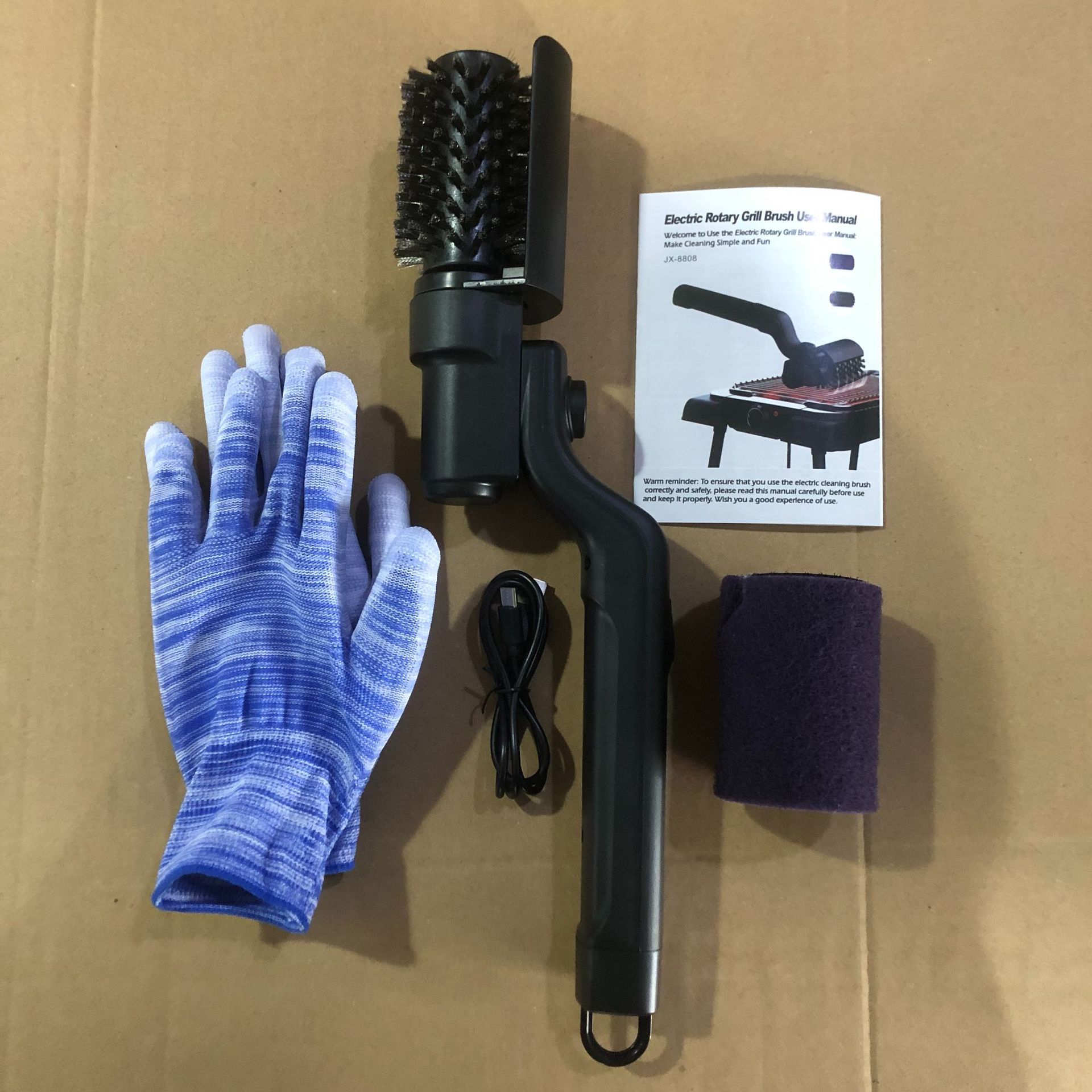电动烧烤刷清洁烧烤架 重油污刷360度可旋转清洁烧烤工具定制