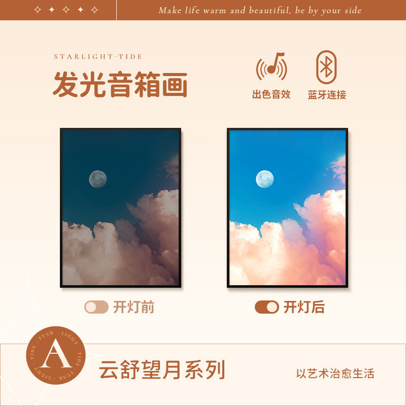 小清新ins风蓝牙音箱壁画 网红桌面灯光装饰蓝牙无线连接音箱壁画