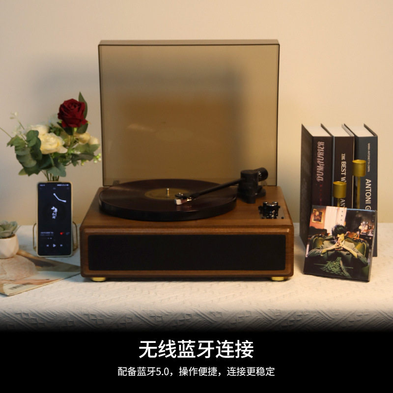 黑胶唱片机老式复古留声机一体式电唱机客厅摆件蓝牙音箱礼物