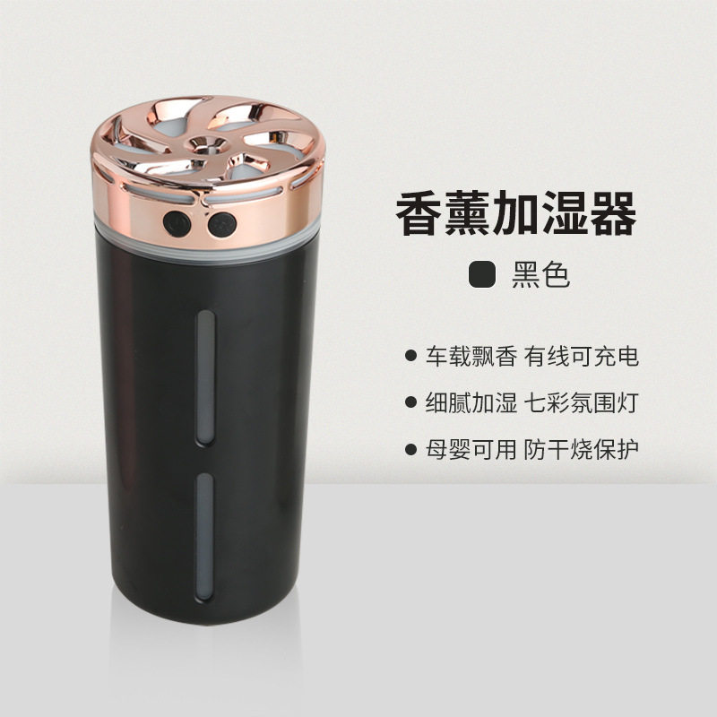 车载炫彩加湿器小型静音便携式USB香薰七彩夜灯大雾量空气加湿器