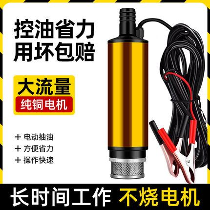 12V抽水泵大功率抽油泵24v通用小型电动直流电瓶柴油加油抽油神器