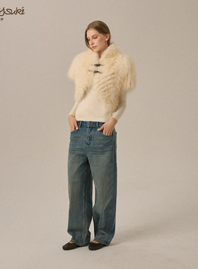 SukiBySuki sagafurs廓形皮草坎肩立领短款外套