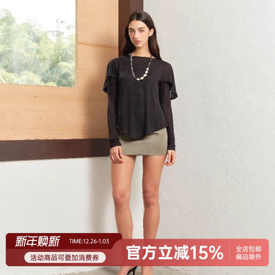 圆领2件套浪漫摩登蝴蝶袖短tee女