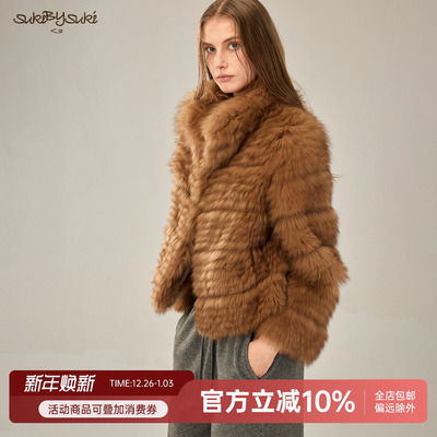 狐狸皮草立领高级感加密毛毛外套