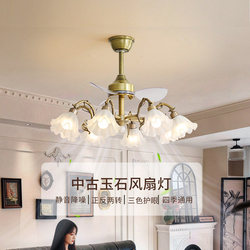 2026新款法式大气吊扇灯客餐厅