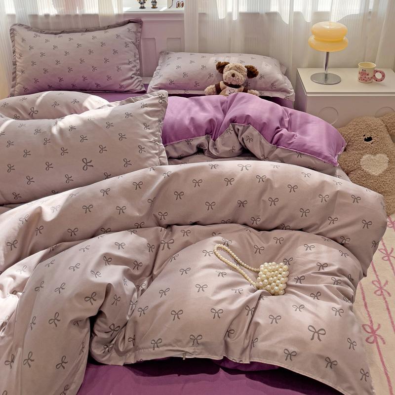 美式复古轻奢风小碎花床单款四件套学生宿舍被罩床上单双人三件套