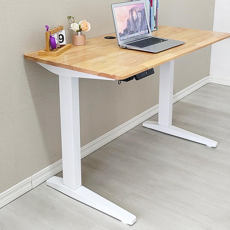 实木书桌智能电动升降三节升降学习桌家用书房台式电脑桌办公桌