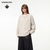 加厚打底衫 WIND 2025冬季 新款 BLOWS加绒卫衣假两件男装 华夫格长袖