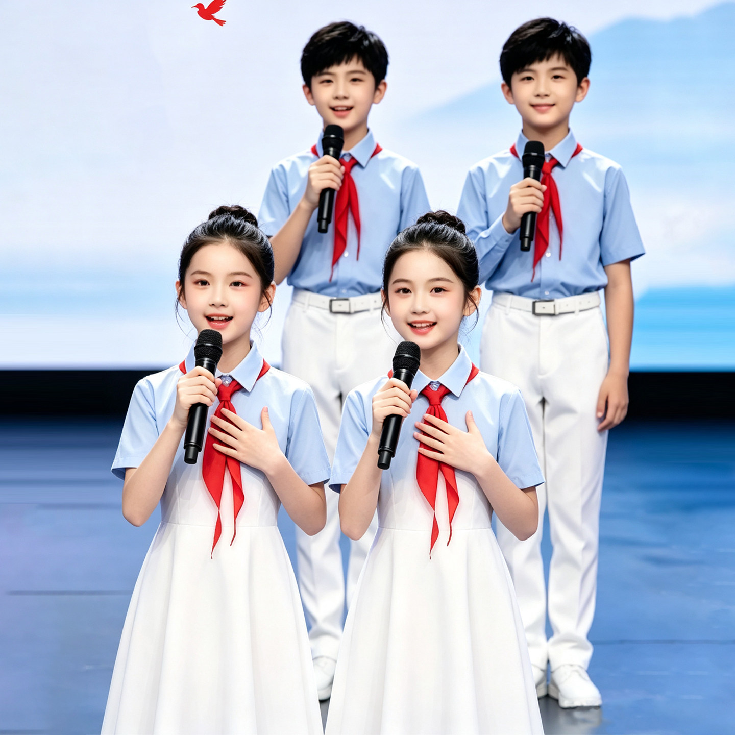 中小学生爱国合唱朗诵合唱团班服图片
