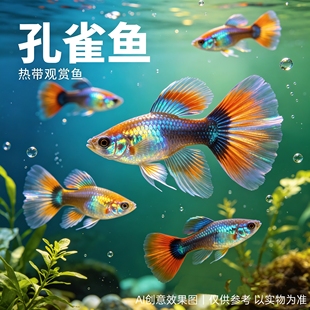 【丞丞推荐】孔雀鱼鱼苗观赏鱼纯种热带小型淡水好养耐活凤尾小鱼