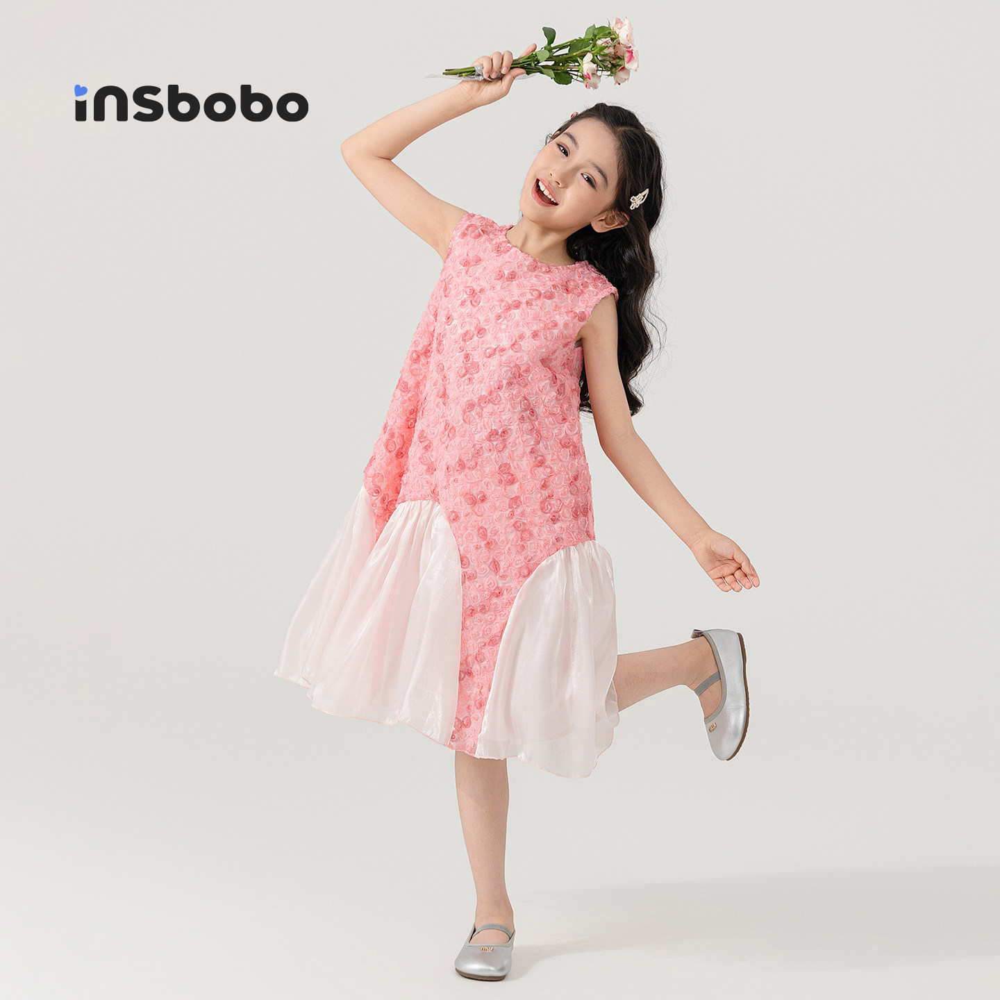 INSbobo童装女童连衣裙2025新款儿童裙子时髦女孩公主裙夏季礼服