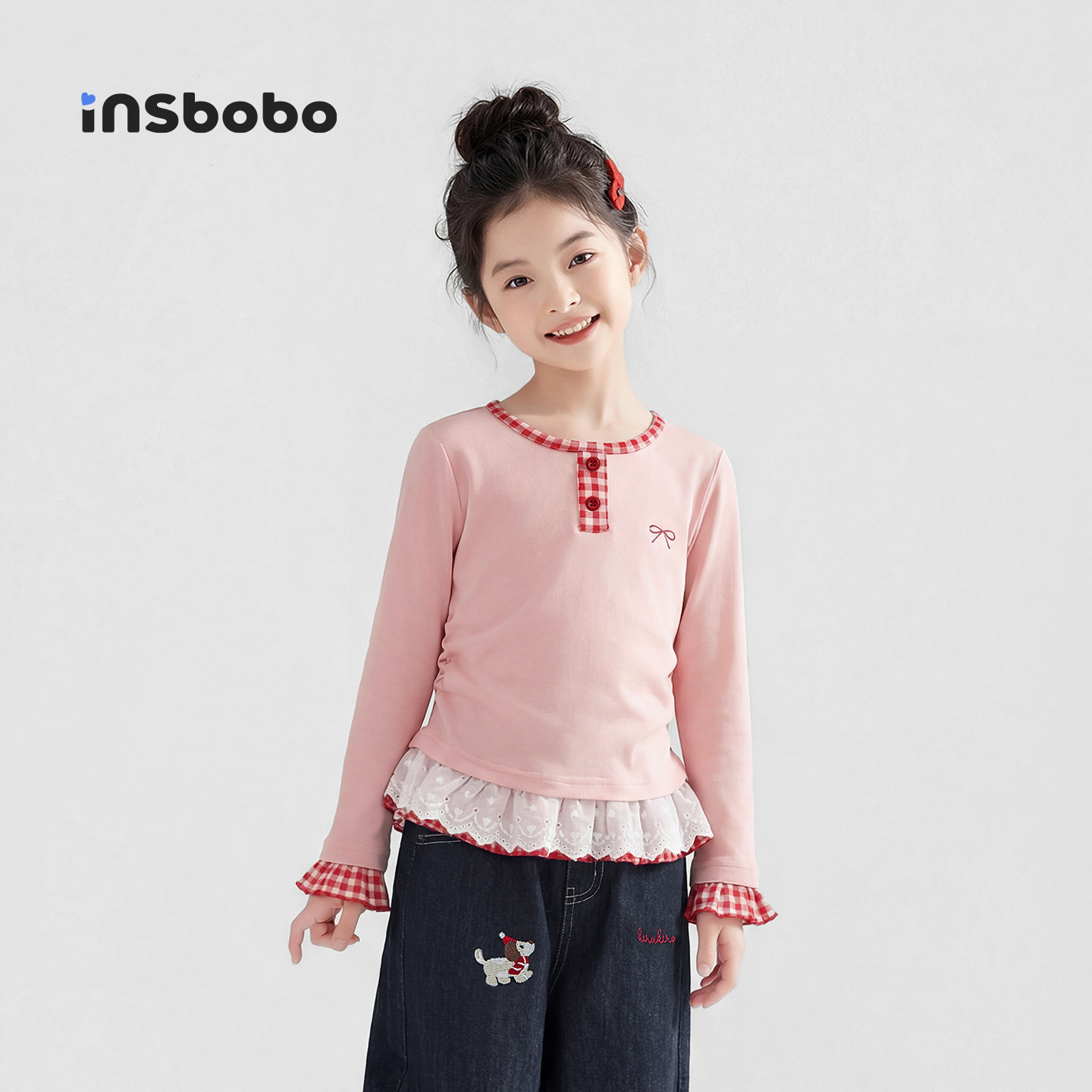 INSbobo童装女童长袖t恤2026春秋新款儿童好看上衣打底衫女孩衣服