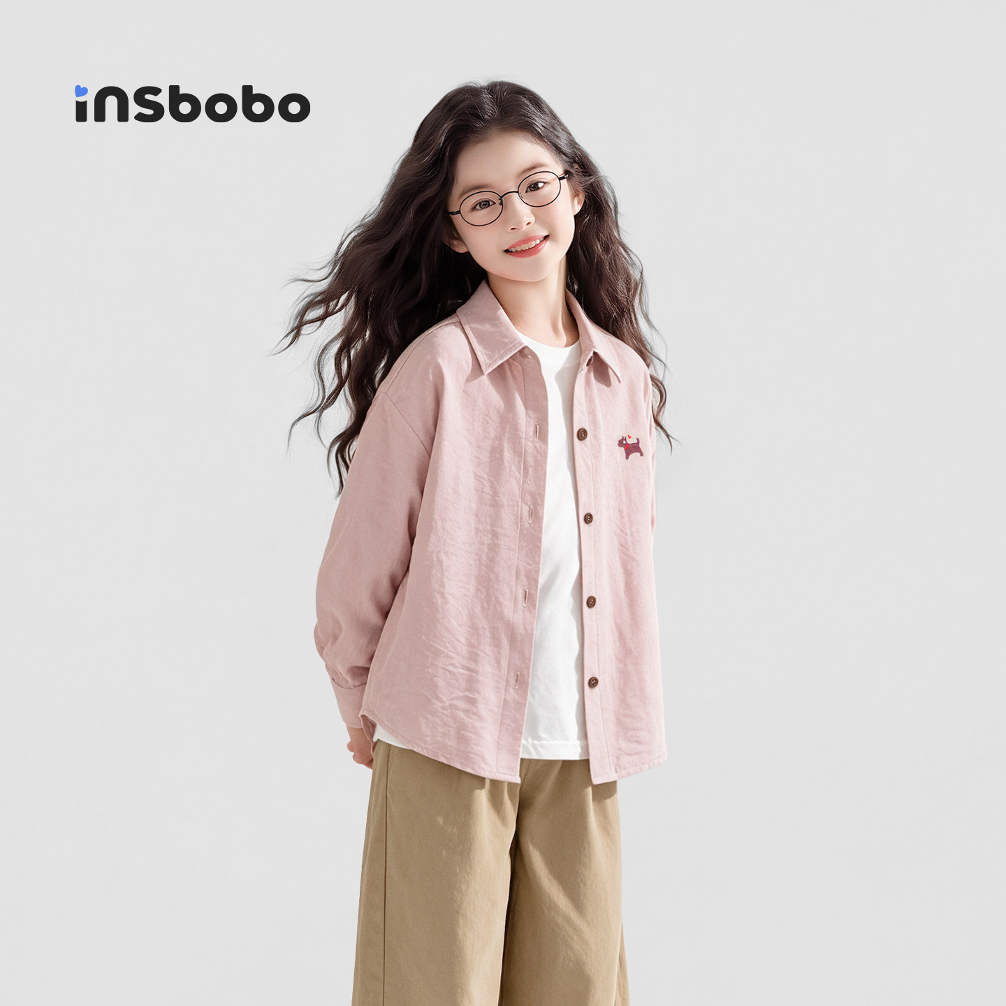 INSbobo儿童衬衫卡通绣花衬衫图片