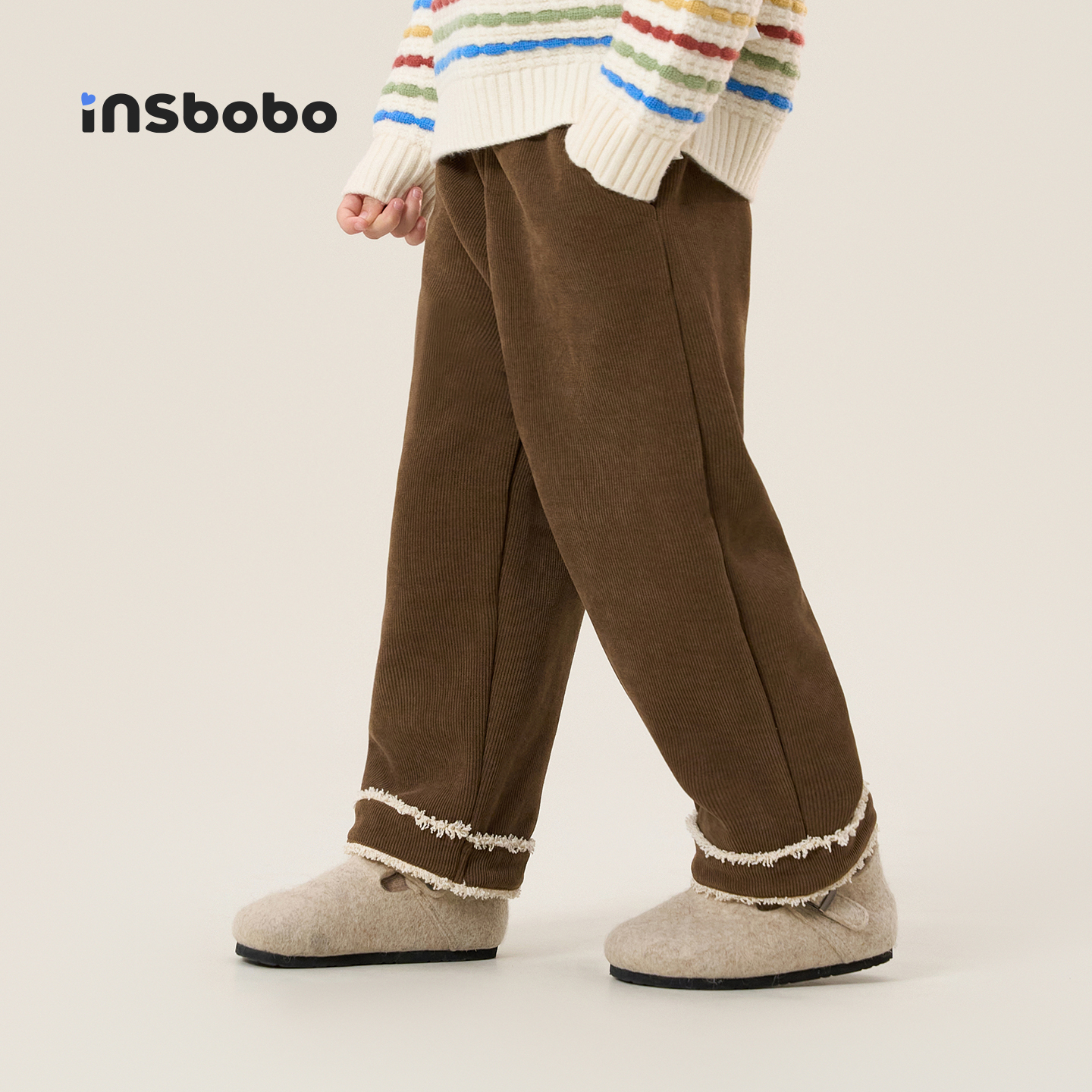 INSbobo儿童裤子纯色灯芯绒长裤