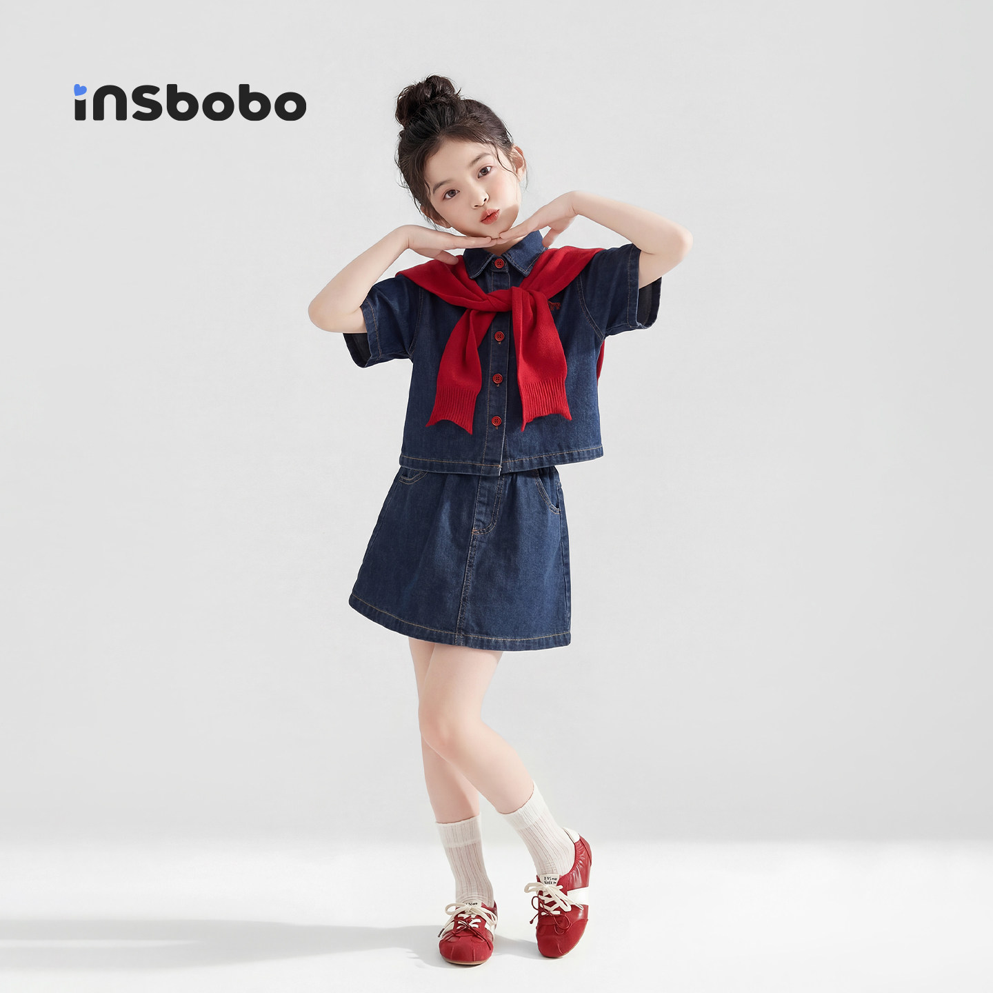 女童套装夏装牛仔裙子连衣裙儿童外套牛仔裙女孩衣服大童童装春装