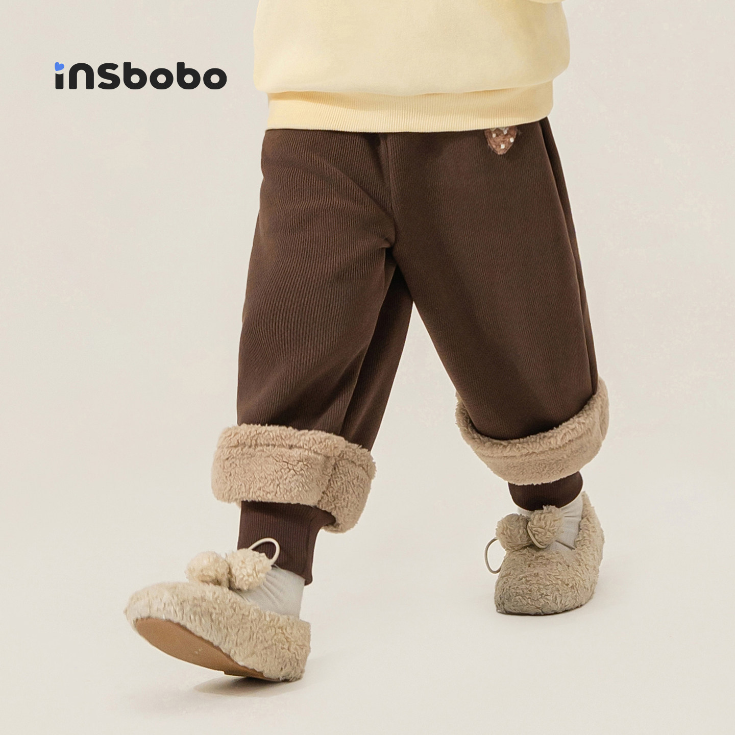 INSbobo儿童裤子毛毛装饰束脚裤