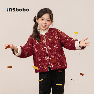 棉袄加厚童装 棉服冬装 拜年服唐装 女童红色外套儿童汉服女孩新中式