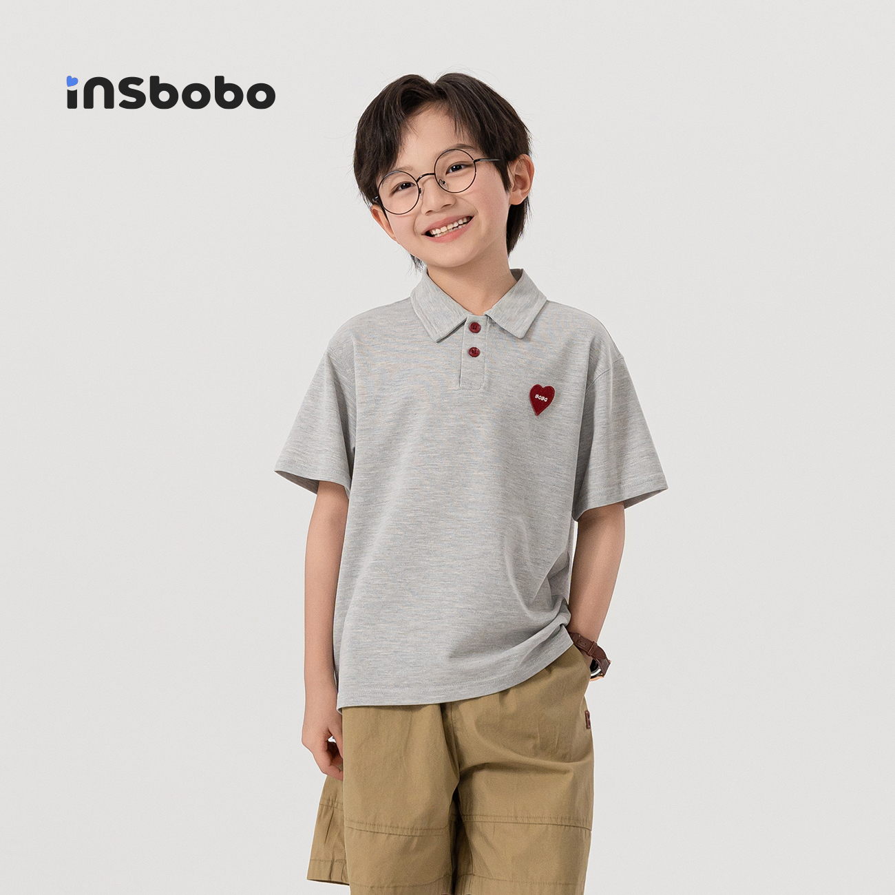 INSbobo儿童T恤心绣标休闲T恤