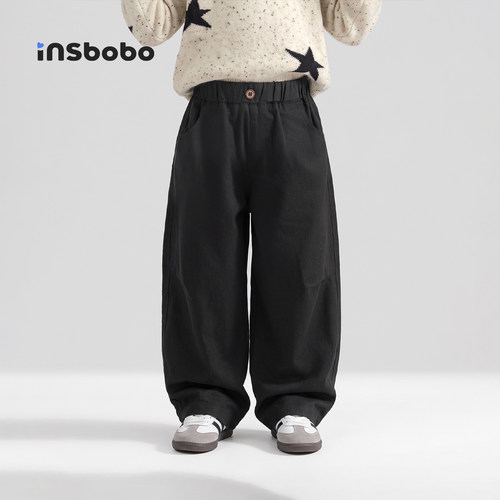 INSbobo儿童裤子休闲弯刀阔腿裤